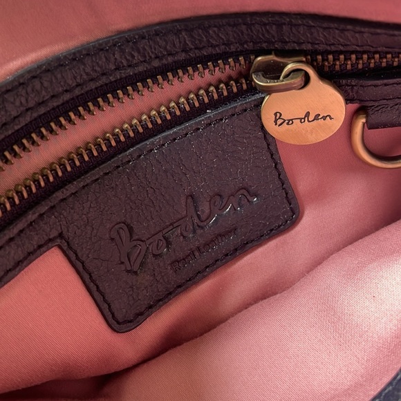 Boden Blue Distressed Leather Rhinestone Zippered Clutch - Picture 4 of 12